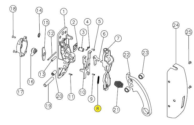 Sargent 9713 Exit Device parts diagram