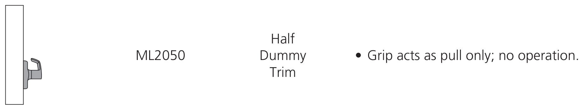 Corbin Russwin ML2050 Half Dummy Trim function diagram, catalog 45300 12/25
