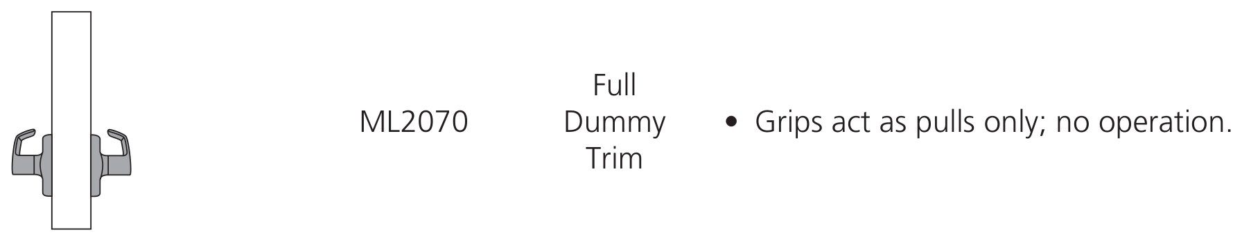 Corbin Russwin ML2070 Full Dummy Trim function diagram, catalog 45300 12/25