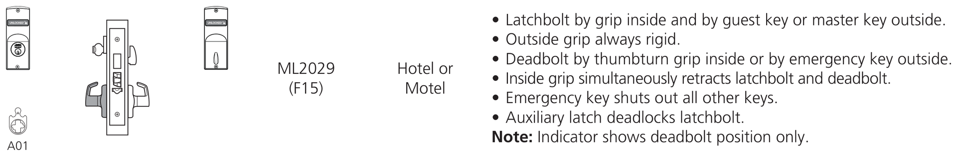 Corbin Russwin ML2029 RSR Hotel or Motel function diagram Corbin Russwin ML2029 Hotel or Motel function diagram, catalog 45300 12/25
