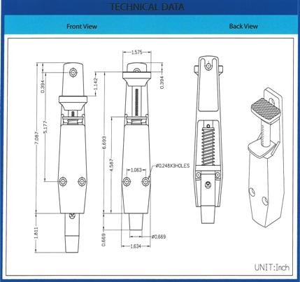 International Door Closer DH-6000 Spring Loaded Plunger Holder Dimensions