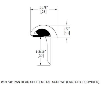 Hager 844S Astragal with Neoprene Insert profile