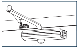 PDQ line drawing showing regular arm mounting for 3100 series door closers