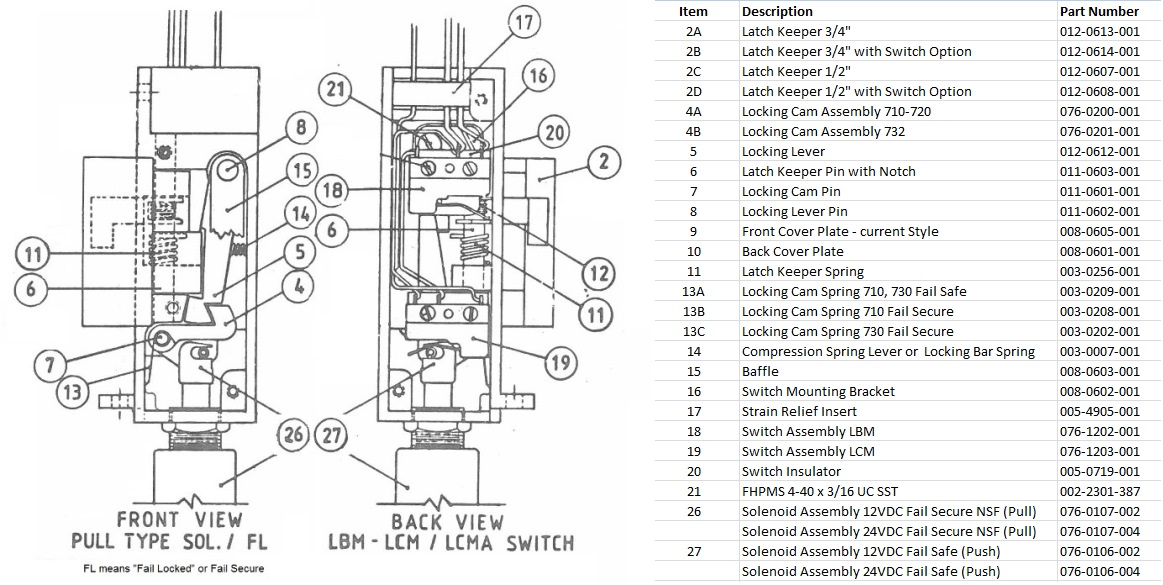Folger Adam 700 Series Electric Strike Parts Diagram Folger Adam 700 Series Electric Strike Parts Diagram