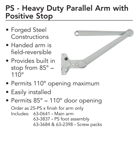 Sargent 351 PS Door Closer with Positive Stop Arm