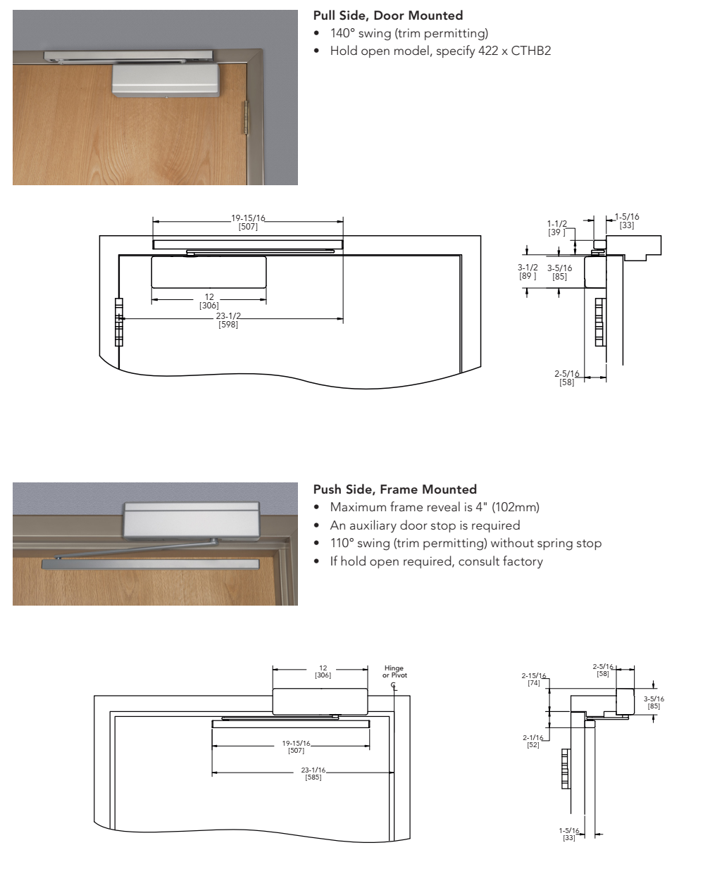 Sargent 422 Series Cam Action Door Closer Standard Applications