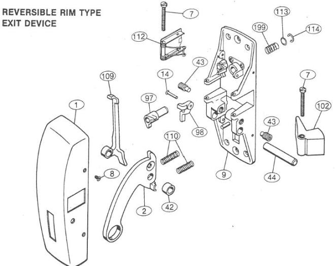 Sargent 9898 Rim Device Chassis Parts Diagram