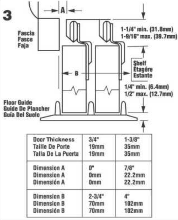 Hager 9613RS Residential By-Pass Track Set Door Height Details Hager 9613RS Residential By-Pass Track Set Door Height Details