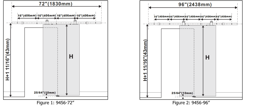 Hager 9457 eConestoga Economy Series Barn Door Hardware Door Sizing Details