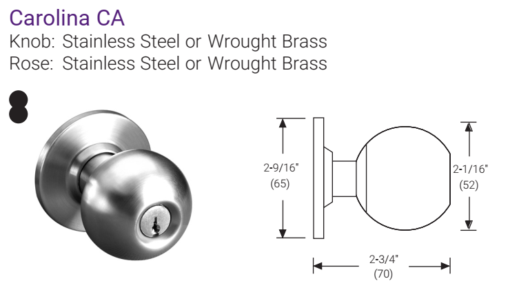 Accentra 4600YC Series Carolina Knob Details