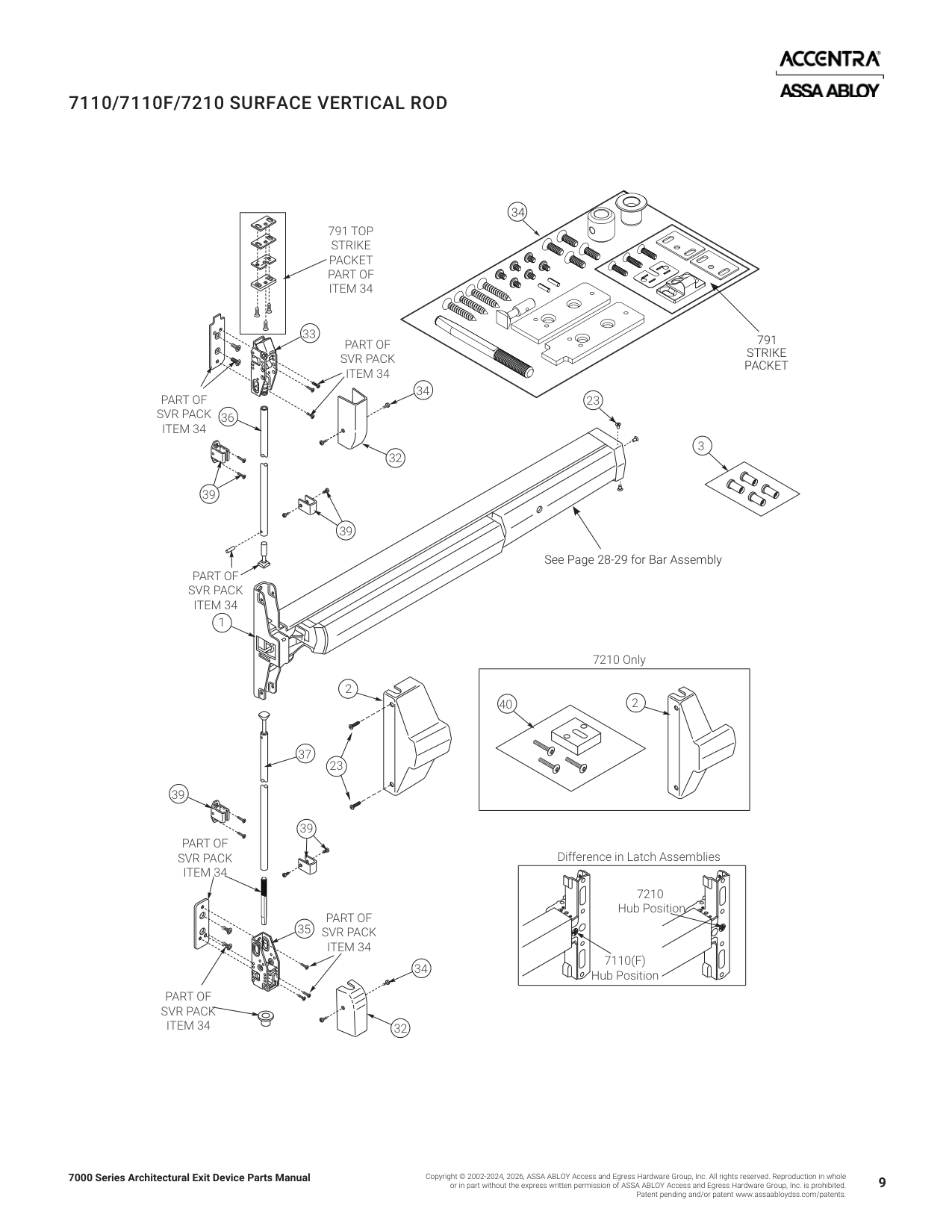 Accentra (formally Yale Security) 791 Top Strike Parts List