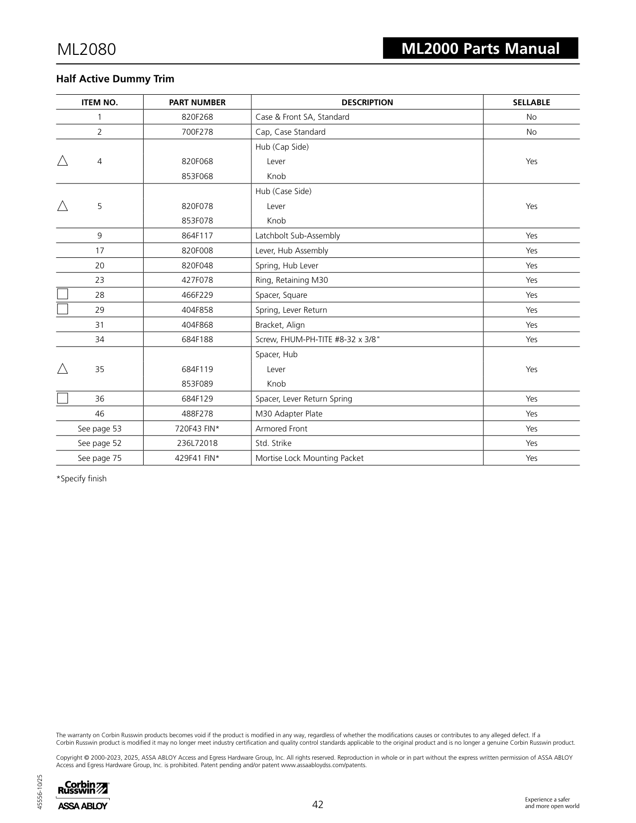 Corbin Russwin 864F117 Latchbolt Assembly Exploded Diagram