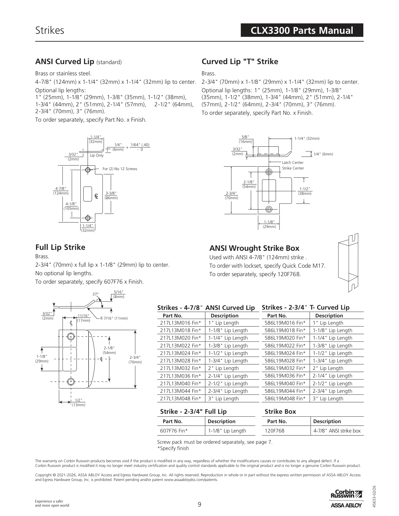 Corbin Russwin 586L19M024 Strike Exploded Diagram