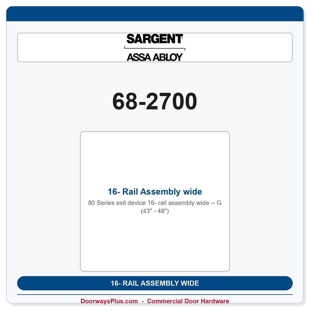 Sargent 68-2700 previous card