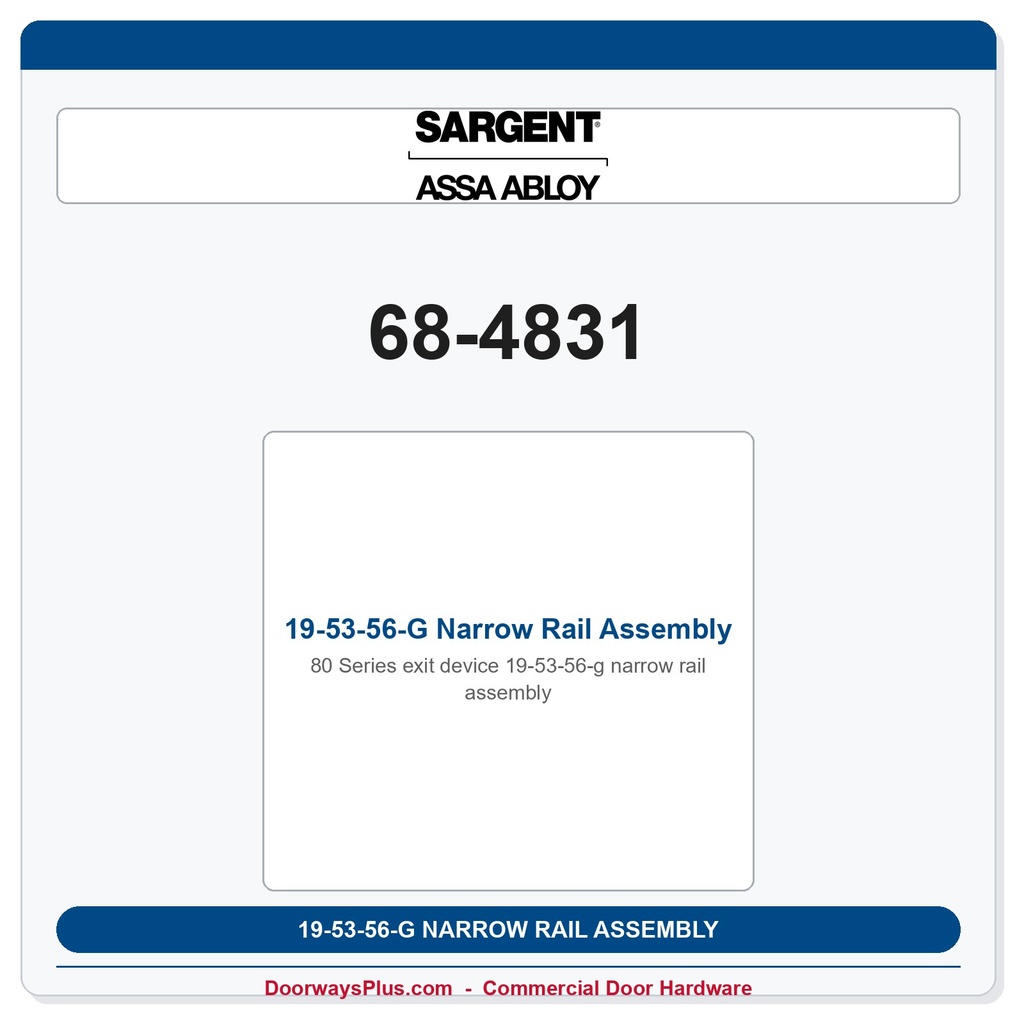 Sargent 68-4831 previous card