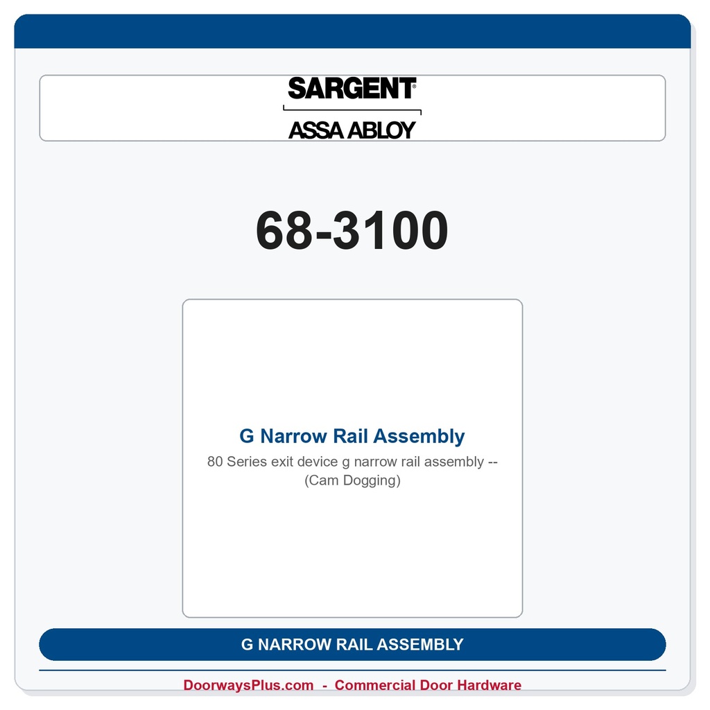 Sargent 68-3100 previous card