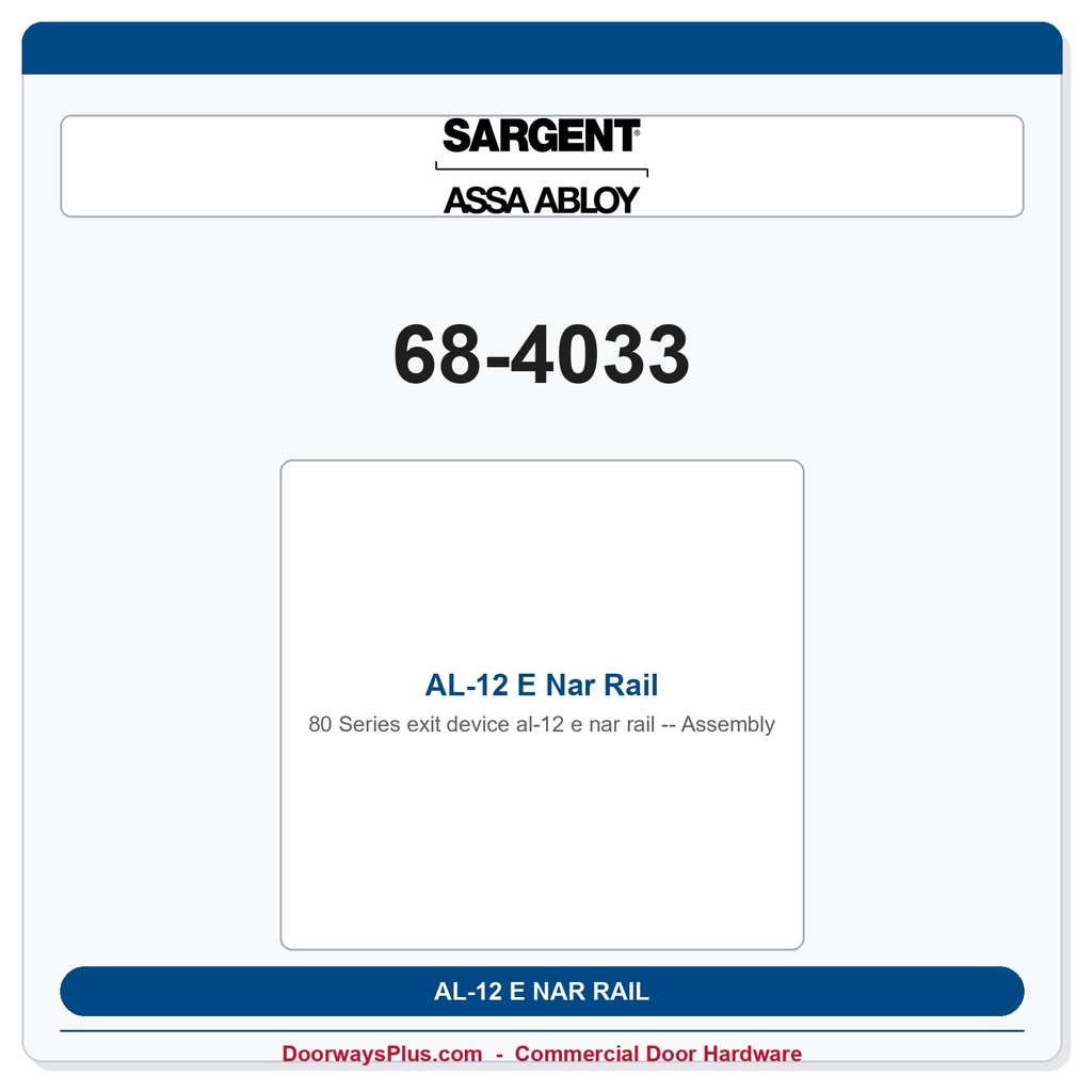 Sargent 68-4033 previous card