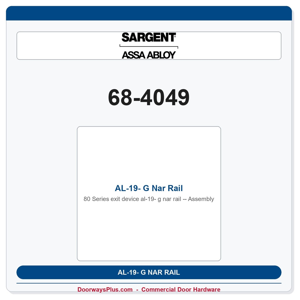 Sargent 68-4049 previous card