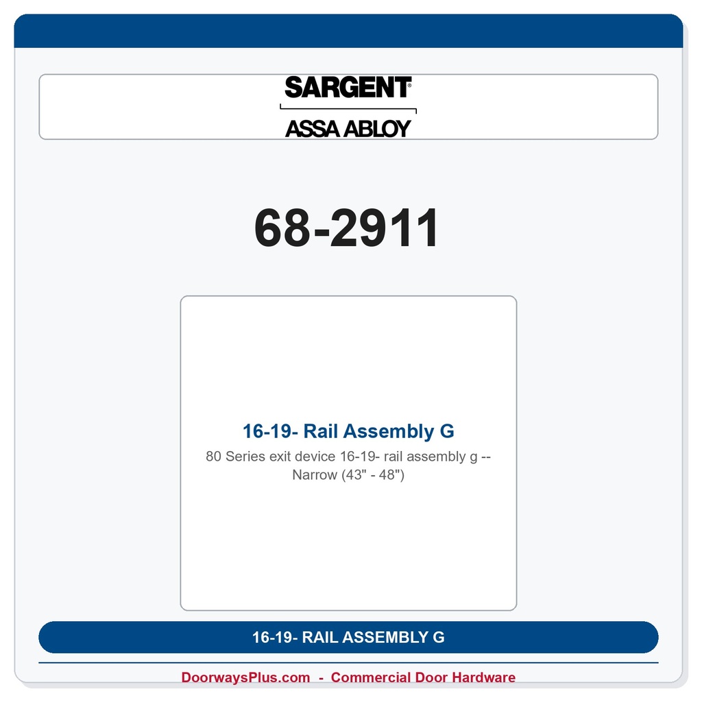 Sargent 68-2911 previous card