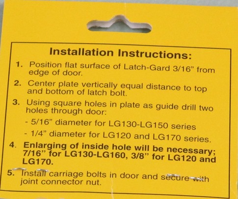 Latch Gard LG160 x SF710 Installation Instructions