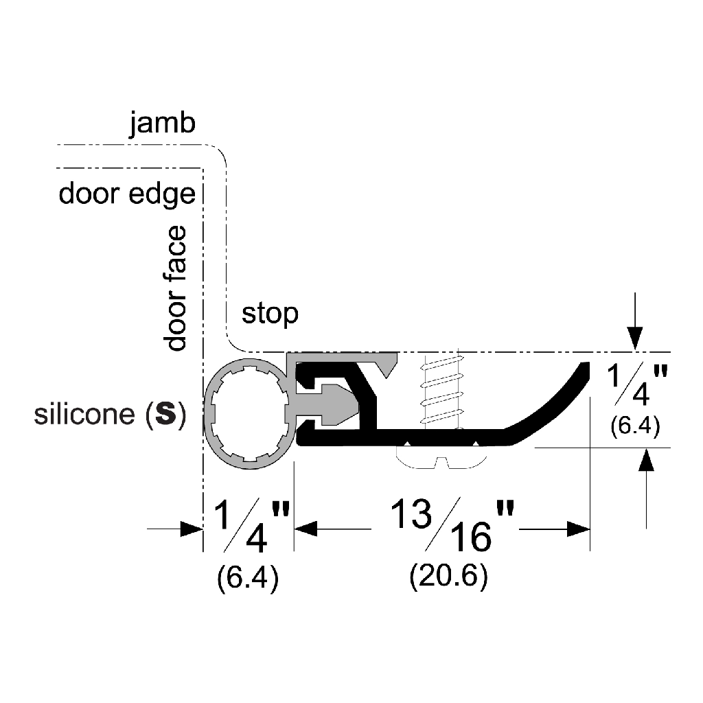 Pemko 297AS Jamb Weatherstrip Mill Aluminum with Silicone Insert, 1/4" x 13/16" for 3'0" x 7'0" Opening