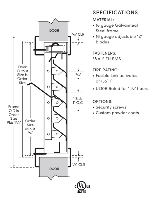 Rockwood LV-FL Fire Rated Door Louver with Fusible Link
