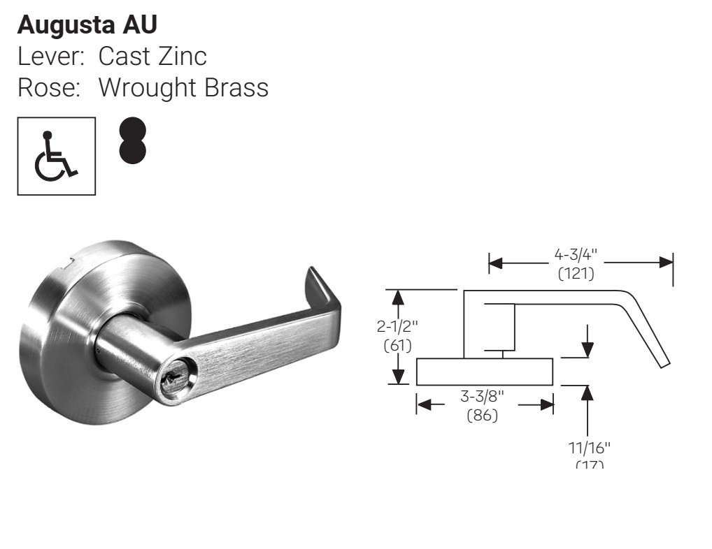 Accentra AU 4607LN Grade 2 Office Entry Lockset  - Yale