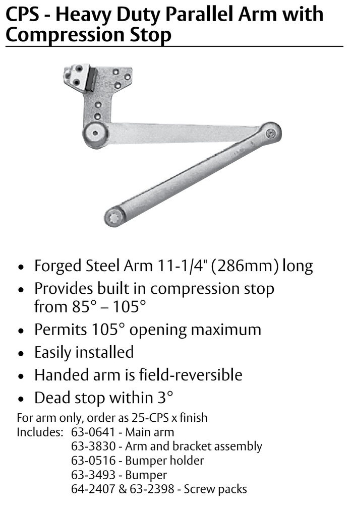 Sargent 1431 CPS Door Closer with Heavy Duty Parallel Arm with Compression Stop