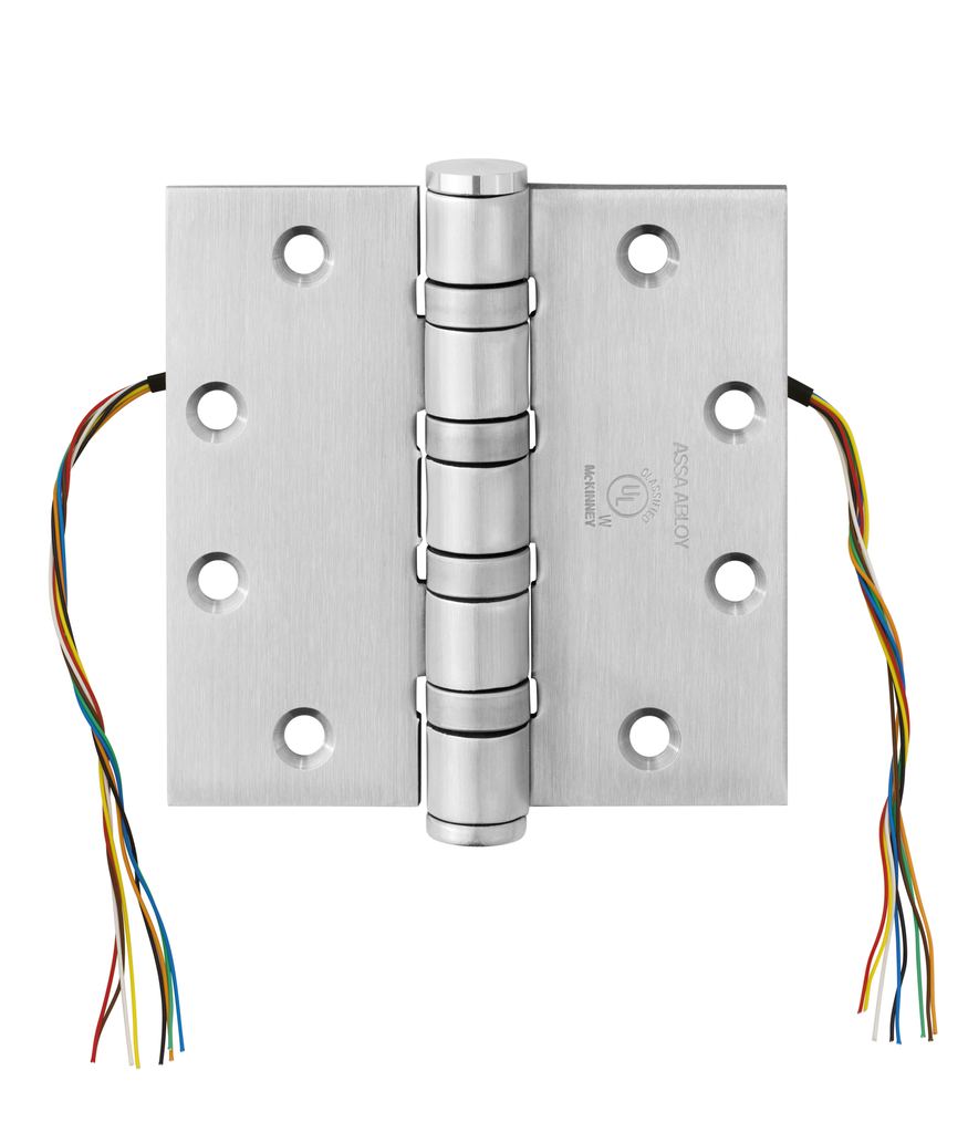 McKinney HT4A3786 CC8 5" x 4-1/2" US26D Hospital Tip Electric Hinge