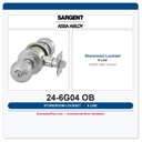 Sargent 24-6G04 OB Storeroom Knob Lockset | US26D Satin Chrome (626)
