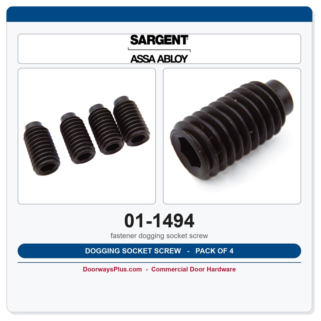 Sargent 01-1494 Dogging Socket Screw Pack of 4 | 7/8" Center Chassis Exit Device Part