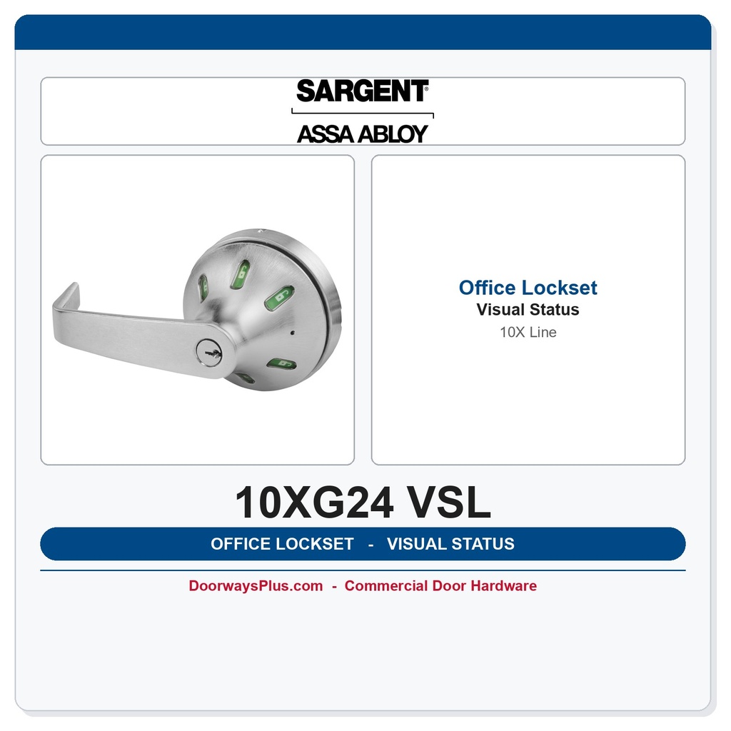 Sargent 10XG24 VSL Entrance Lever Lockset | Visual Occupancy Status