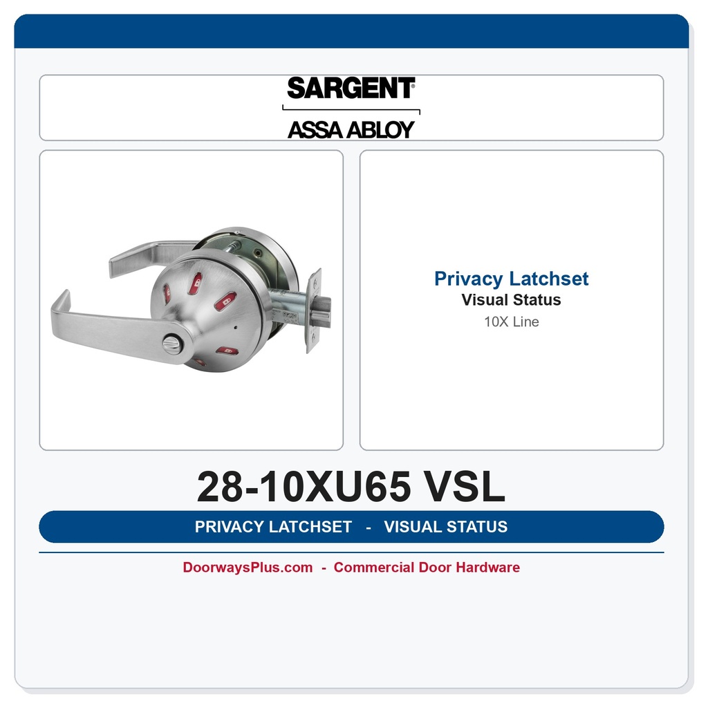Sargent 28-10XU65 VSL Privacy Cylindrical Latchset | 10 Line Commercial