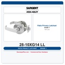 Sargent 28-10XG14 LL Grade 1 Patio Privacy Latchset | 10X Line Cylindrical Lock