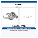 Sargent 10XG14 VSL Patio Privacy Latchset — Visual Status Indicator, Grade 1, ANSI F77