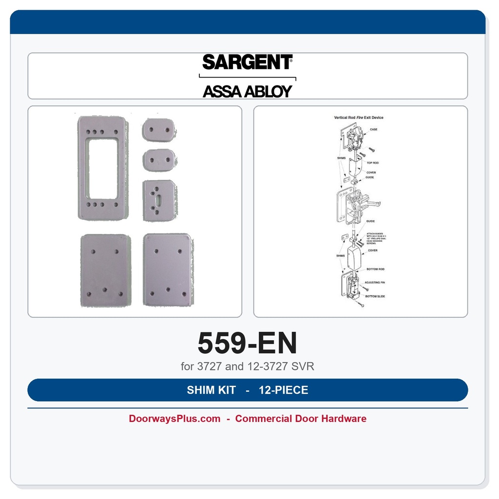 Sargent 559 EN Shim Kit | 3727 & 12-3727 SVR Exit Device – 12-Piece