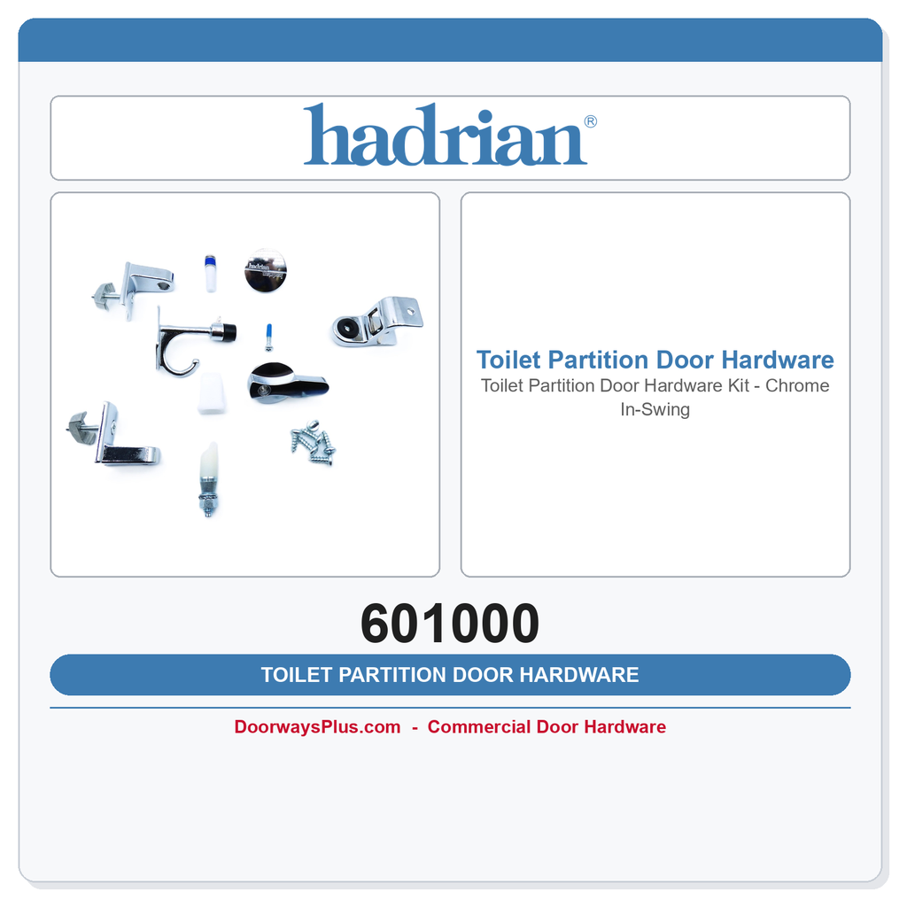 Hadrian 601000 Toilet Partition Door Hardware Kit – Chrome In-Swing
