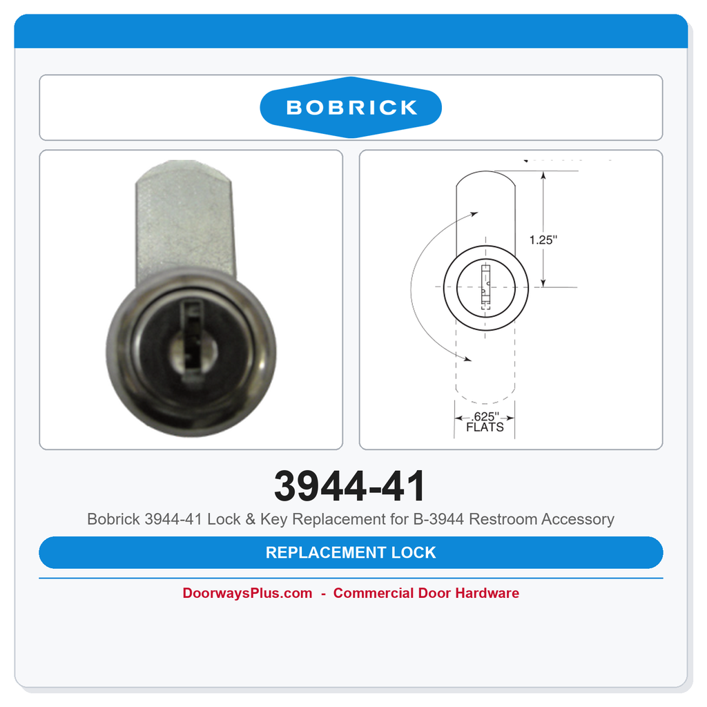 Bobrick 3944-41 Lock & Key Replacement for B-3944 Restroom Accessory
