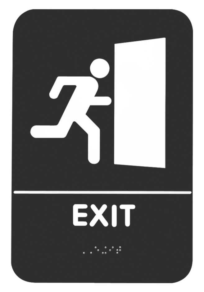 Rockwood BFM682 ADA Tactile Exit Sign Grade 2 Braille – Blue or Black