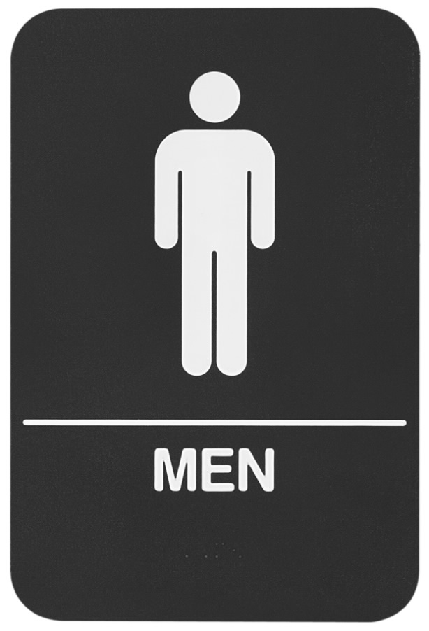 Rockwood BFM684 Men Restroom Tactile ADA Braille Sign | Blue or Black