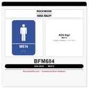 Rockwood BFM684 ADA Tactile Men Restroom Sign | Grade 2 Braille | Blue & Black