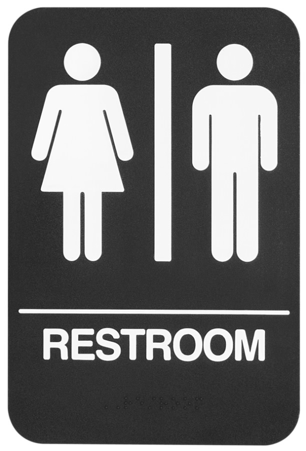 Rockwood BFM686 "Restroom" Tactile Signage | Grade 2 Braille