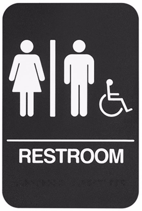 Rockwood BFM689 "Restroom" ADA Sign | Tactile & Grade 2 Braille