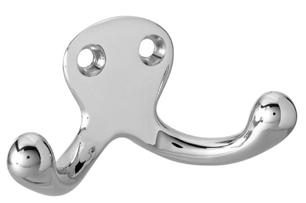 Rockwood 796 Double Coat Hook | Cast Brass | Satin Chrome 626