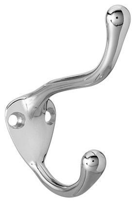 Rockwood 806 Double Coat Hook | Solid Cast Brass | US26D Satin Chrome