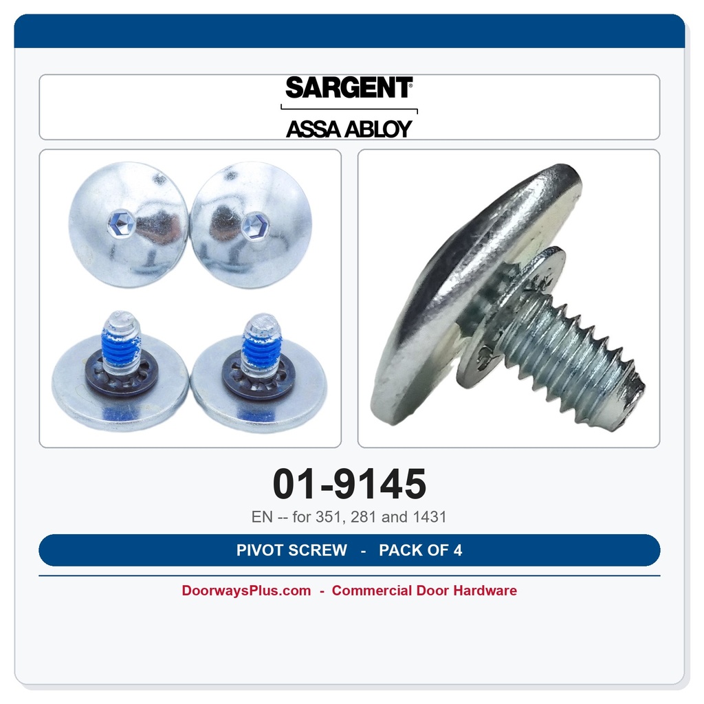 Sargent 01-9145 EN Pivot Screw for 351, 281 & 1431 Closers (Pkg/4)
