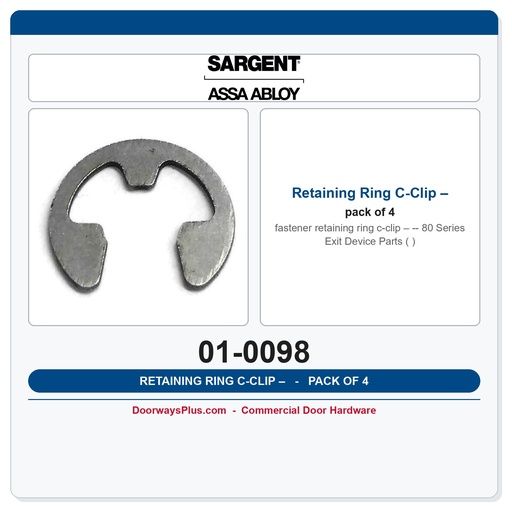 小物 D.O.D Spinal Clip Sargent 01-0098 C-Clip | 80 Series Exit Device Parts