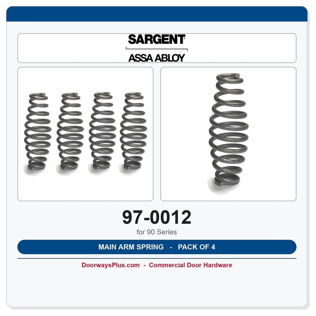 Sargent 97-0012 Main Arm Spring for 90 Series Exit Devices — Pkg of 4