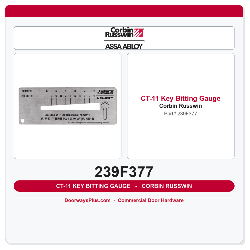 Corbin Russwin CT-11 Key Bitting Gauge – Part# 239F377