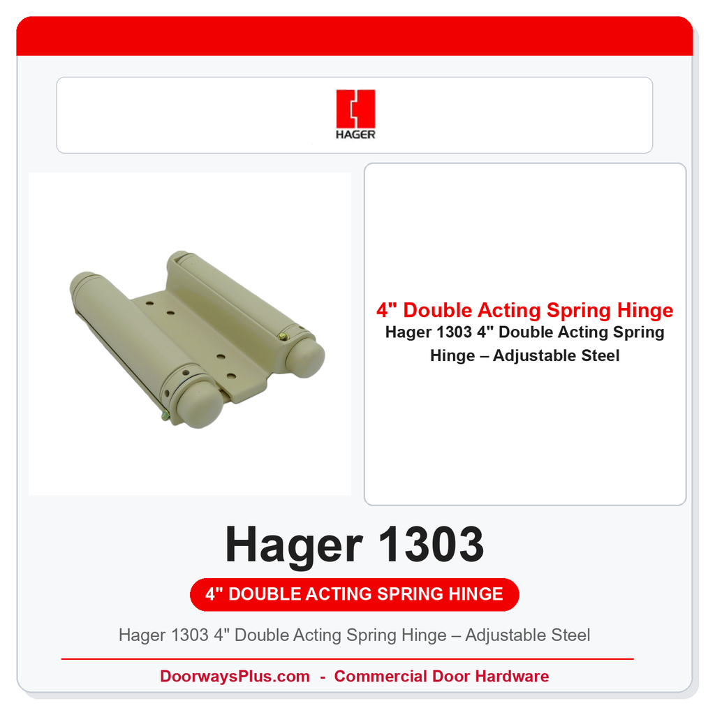 Hager 1303 4" Double Acting Spring Hinge – Adjustable Steel | Cafe & Saloon Door